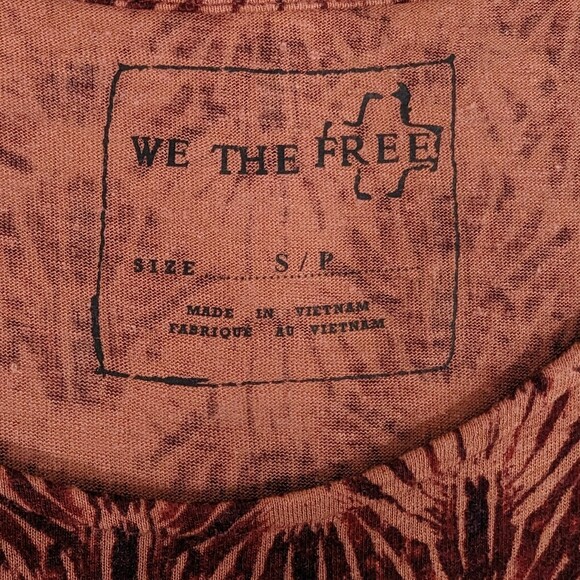 Free People We‎ The Free Cold Shoulder Short Sleeve burnt orange T Shirt S - Picture 5 of 7
